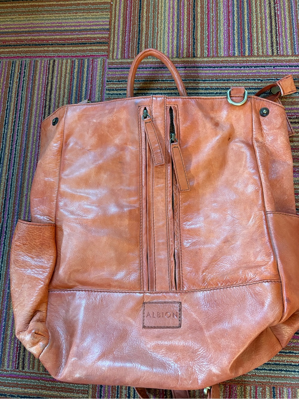 Albion Fit Compass Convertible Leather Backpack / Crossbody – Tan